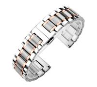 AZSHIW Correa universal de acero inoxidable macizo con extremo curvo, compatible con correas de reloj Tissot de 12/13/14/15/16/17/18/19/20/21/22/23/24 mm y cierre de mariposa.(Silver-RoseGold,19mm)