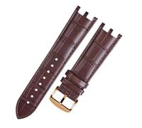 AZSHIW Reloj de cuero for hombre con interfaz convexa doble cóncava 24mm Compatible accesorios correa for reloj la serie V-RACECHRONO(Brown rose gold A)