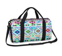 Aztec - Bolsa de lona deportiva geométrica para fin de semana, bolsa de noche, casual, para viajes, gimnasio, equipaje, bolsa de lona para niños, niñas, niños, mujeres y hombres