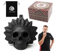 Aztec Death Whistle - Réplica histórica con efectos de sonido espeluznantes, coleccionable, incluye bolsa de almacenamiento e instrucciones (negro)
