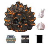 Aztecc Death Whistle,Authentic Ceramic with Bone-Chilling Screams,Up to125 Decibels Amazing Volume Unique Skull Whistle,Feather Whistles Suitable for Collectors,Halloween Lovers (Orange)