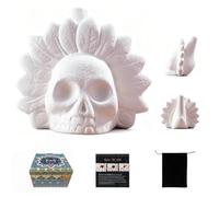 Aztecc Death Whistle,Authentic Ceramic with Bone-Chilling Screams,Up to125 Decibels Amazing Volume Unique Skull Whistle,Feather Whistles Suitable for Collectors,Halloween Lovers (White)