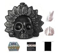 Aztecc Death Whistle,Authentic Ceramic with Bone-Chilling Screams,Up to125 Decibels Amazing Volume Unique Skull Whistle,Feather Whistles Suitable for Collectors,Halloween Lovers (Black)