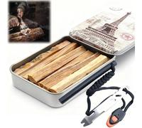 Azttior Kit Supervivencia Pedernal Fuego Encendedor- Caja, Varilla Magnesio Ferrocerio, Chisquero Yesca, Raspador Multifunción, Paracord; Pedernal Supervivencia para Camping Senderismo Bushcraft