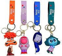 azttior Set de 4 Llaveros Inside Out 2 azul, rosa, verde, naranja- Llaveros de Figura de Inside Out 2 - Porta llaves Del Revés 2 - Accesorios Ideales para Coche, Bolsa y Mochila