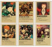 Azttior Set de 6 Posters Anime en Lienzo (A3) - Cuadros Anime de Alta Definición para Decoración de Habitación, Dormitorio, Sala - Posters Manga Modernos y Resistentes - Arte de Pared Anime y Manga