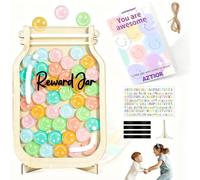 Azttior Tarro Recompensas Personalizado con 42 Smiley, Adhesivos Letras Coloridas, Tabla de Recompensas para Niños Magnética, Pizarra Tareas y Recompensas, Kit Crianza Positiva Rutinas para Aula Hogar