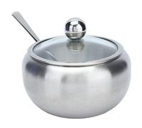 Azucarero, Azucarero de Acero Inoxidable y Vidrio con Tapa y Cuchara Azucarero con Tapa con Tapa Transparente y Cuchara para Sal, Glutamato Monosódico, Pollo en Polvo, Azúcar