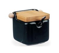 Azucarero ceramica negro tapa bambu colección VESSIA
