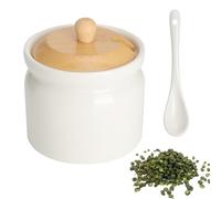 Azucarero con Tapa y Cuchara 180 ml Azucarera de Cerámica Blanca Azucarero con Cuchara para Azúcar Sal y Especias Salero y Azucareros Cocina Azucareros Vintage para Mesa