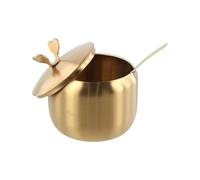 Azucarero de acero inoxidable, azucarero con cuchara, olla de especias con tapa, para cocina doméstica (250 ml, mariposa dorada)