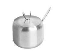 Azucarero de acero inoxidable con tapa de cuchara, tarro de condimentos, contenedor de especias, condimentos, suministros de cocina (250 ml, mariposa plateada)