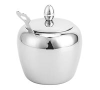 Azucarero de Acero Inoxidable Pulido de Largo Tiempo de Servicio con Cuchara, Cuenco de Especias de Superficie Brillante para Cafetería, Hotel, Maravillosa Opción de Regalo