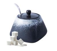 Azucarero de cerámica con tapa y cuchara, recipiente de almacenamiento de sal de 430 ml para especias, granos de café, cocina, cafetería, restaurante