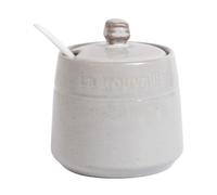 Azucarero de cerámica de Color sólido, Tarro de Especias de Estilo japonés con Tapa y Cuchara, pequeño Tarro de condimento de Cocina para azúcar, Sal y Especias(Size:10CM/3.9IN,Color:C)