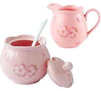 Azucarero de cerámica, jarra for crema, tarro de azúcar, juego de cerámica for servir café, jarra for crema, jarra de leche rosa y azucarero (color: rosa, tamaño: azucarero) (color: rosa,(Roze,Milk Ju