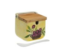 Azucarero Versa Cerámica Bambú Porcelana Dolomita 8 x 8 x 8 cm Oliva - Marca: Versa - EAN: 8420327558602