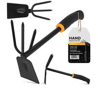 Azuela para Jardinería 7 cm Mini Doble Azada Pequeña 3 Dientes Plantar Polivalente Aflojar Airear Cortar el Suelo Malas Hierbas Mango Ergonómico Antideslizante