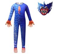 (Azul, 160) Body, mono, máscara, guantes, niños, Huggy Wuggy Poppy Playtime, disfraz de cosplay