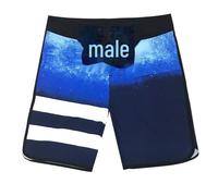 (Azul, 32) Pantalones cortos de playa elásticos de secado rápido para surfear - Rayas y corte holgado