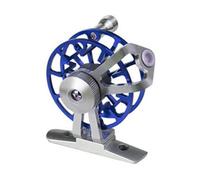 (Azul, A) Carrete de pesca en hielo de aleación de aluminio, estilo estándar/ligero, útil, con rueda