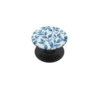 Azul Acuarela Hojas Hoja Patrón Crema Blanco Floral PopSockets PopGrip Adhesivo