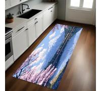 Azul Alfombra de Cocina 50 x 80 cm montaña Nevada al Estilo japonés Antideslizante y Lavable, Camino Multiusos Resistente al Desgaste, Antimanchas, Ideal para Bajo Fregadero y Fogones
