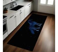 Azul Alfombra de Cocina 60 x 180 cm Animales del Cielo Estrellado Caballo Antideslizante y Lavable, Camino Multiusos Resistente al Desgaste, Antimanchas, Ideal para Bajo Fregadero y Fogones