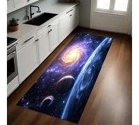 Azul Alfombra de Cocina 60 x 180 cm Cielo Estrellado, nebulosas, Espacio Antideslizante y Lavable, Camino Multiusos Resistente al Desgaste, Antimanchas, Ideal para Bajo Fregadero y Fogones