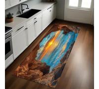 Azul Alfombra de Pasillo Antideslizante Amanecer sobre el océano en la Cueva 60 x 180 cm Anti-Suciedad, Absorbente, Moderna y Fácil de Limpiar para Cocina y Salón