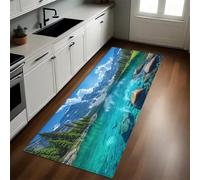 Azul Alfombra de Pasillo Antideslizante Lagos y montañas Nevadas 60 x 180 cm Anti-Suciedad, Absorbente, Moderna y Fácil de Limpiar para Cocina y Salón