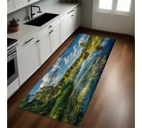 Azul Alfombras de Cocina Bosques y estanques Rurales Antideslizante 60 x 180 cm Tapete Resistente al Aceite para Cocina, Baño y Sala de Estar