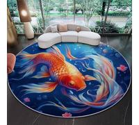 Azul Alfombras Redondas Lavables a máquina 100 cm - Peces de Arte fantástico Alfombras Circulares Antideslizantes para Sala de Estar Dormitorio Cocina Pasillo salón