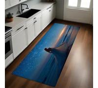 Azul Alfombras y Tapetes de Cocina Chica del Cielo Estrellado del océano 50 x 140 cm Antideslizantes y Lavables para Cocina, Pasillo, Salón y Dormitorio