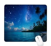 Azul Alfombrilla de Ratón Pequeña para Juegos de Velocidad, Mouse Pad Cielo Estrellado 340x280x3mm Alfombrillas Ratón Tamaño Pequeña Bordes Cosidos, Antideslizante Alfombrilla Escritorio Mujer D-493