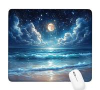 Azul Alfombrilla de Ratón Pequeña para Juegos de Velocidad, Mouse Pad Cielo Estrellado 360x300x3mm Alfombrillas Ratón Tamaño Pequeña Bordes Cosidos, Antideslizante Alfombrilla Escritorio Mujer D-233
