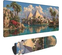 Azul Alfombrilla Ratón Gaming 600 x 400 x 4 mm Grande Tamaño Alfombrilla Ratón XXL, Egipto Mouse Pad Gaming con Base de Goma Antideslizante, Tapete Escritorio Bordes Cosidos para PC, Oficina z-7132