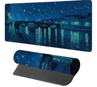 Azul Alfombrilla Ratón Gaming 900x400x3mm, Alfombrilla Escritorio XXL Vista Nocturna, Mouse Pad con Base de Goma, Protector Escritorio con Bordes Cosidos, Desk Mat para Gamer, Oficina, Gaming, 0-2069