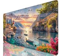 Azul Alfombrilla Ratón XXL 1600x800x3mm Mouse Pad Grande Gaming Villa Alfombrilla Escritorio con Base Antideslizante, Protector Escritorio, Resiste Salpicaduras, Mousepad para Oficina y Familia Y8-162