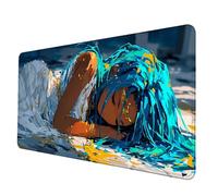 Azul Alfombrilla Ratón XXL 700 x 300 x 3 mm, Impermeable Alfombrilla Escritorio Mujer Mouse Pad con 3MM Bordes Cosidos Material Oficina Mousepad Base de Goma Antideslizante para Jugadores -hjw2506HP