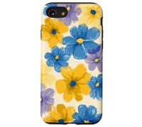 Azul Amarillo Flor Patrón Lindo Pastel Floral Estética Carcasa para iPhone SE (2020) / 7/8