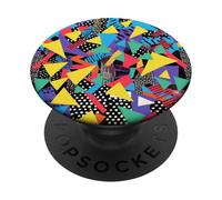 Azul Amarillo Rosa Retro 80s 90s Triángulo Confeti Patrón PopSockets PopGrip Adhesivo