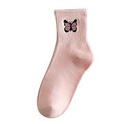 Azul Blanco Calcetines de las señoras Calcetines de algodón Calcetines deportivos bordados de mariposas Calcetines Bass Hombre, rosa, Talla única