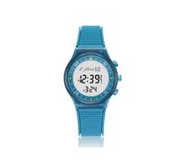 (Azul Blanco) Reloj musulmán Azan para oración con brújula Qibla Alarma Adhan Hijri Islámico Al Harameen