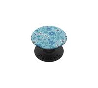 Azul Bold Flores Hojas Patrón De Hojas Azul Claro Floral PopSockets PopGrip Adhesivo
