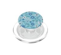 Azul Bold Flores Hojas Patrón De Hojas Azul Claro Floral PopSockets PopGrip para MagSafe