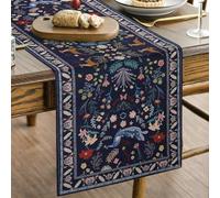Azul Camino de Mesa Boho Centro de Mesa Comedor Estación Moderno para Bautizos, Comuniones, Cumpleaños, Bodas y Fiestas Adornos para Mesa de Centro Decorativos Camino de Mesa Rustico 33 x 183 cm