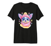 Azul Chihuahua Invierno Retrato Perro Amante Gráfico Bufanda Rosa Camiseta Premium