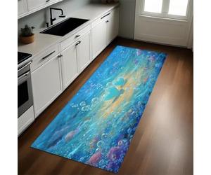 Azul Claro Alfombra 40 x 120 cm Burbujas oceánicas del Fondo Marino Antideslizante Lavable en Lavadora, Tapis Moderno de Pelo Corto para Cocina, Comedor y Habitación
