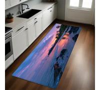 Azul Claro Alfombras Antideslizantes y Felpudos de Cocina Amanecer sobre la Isla 50 x 80 cm Antifatiga Duraderas y Lavables para Cocina y Comedor